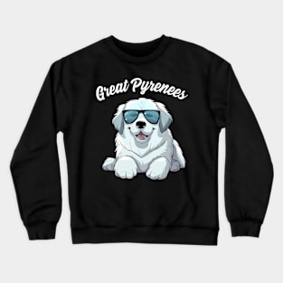 Great Pyrenees Dog with Sunglasses, Cool Great Pyrenees Crewneck Sweatshirt